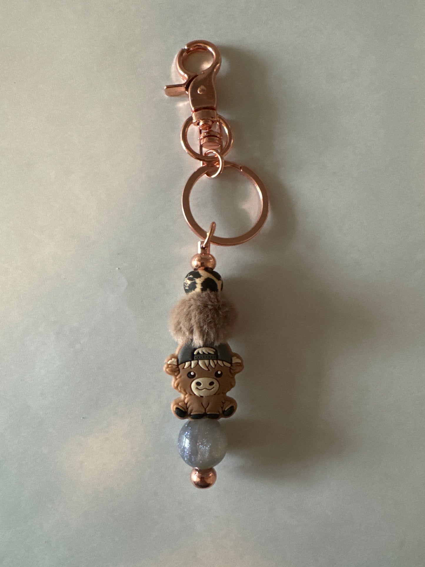 Highland cow boy keychain 2