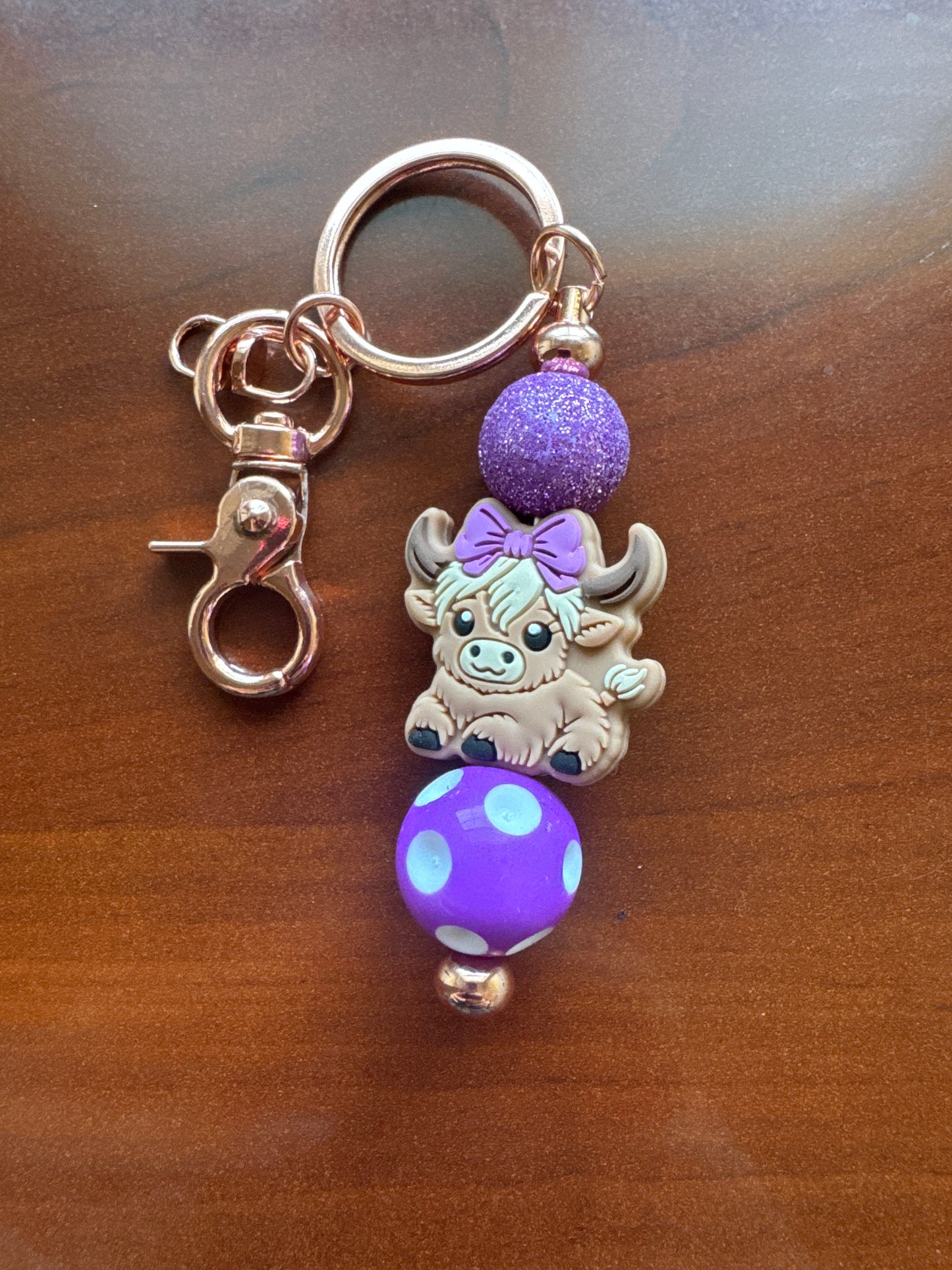 Highland cow girl keychain